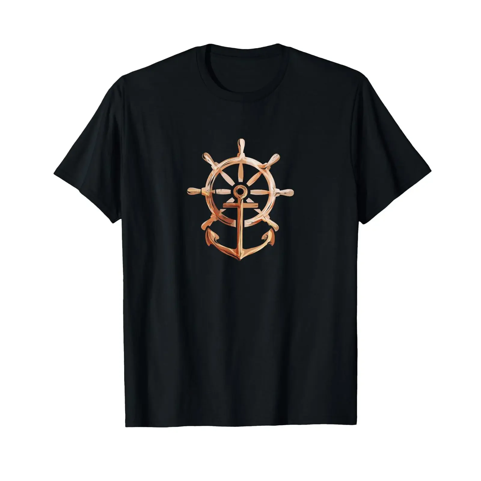 Captain for Sailors Sea Holiday Sailing Anchor Wheel T Shirt vintage Washed Versatile Comfortable fashion Breathable