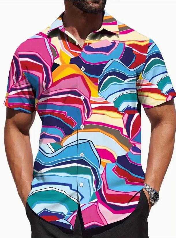 

Men's Shirt Short Sleeve Hawaiian Casual Printed Button Shirt Summer Beach Shirt Camping Shirt Short Sleeve Men's Formal Shirt，