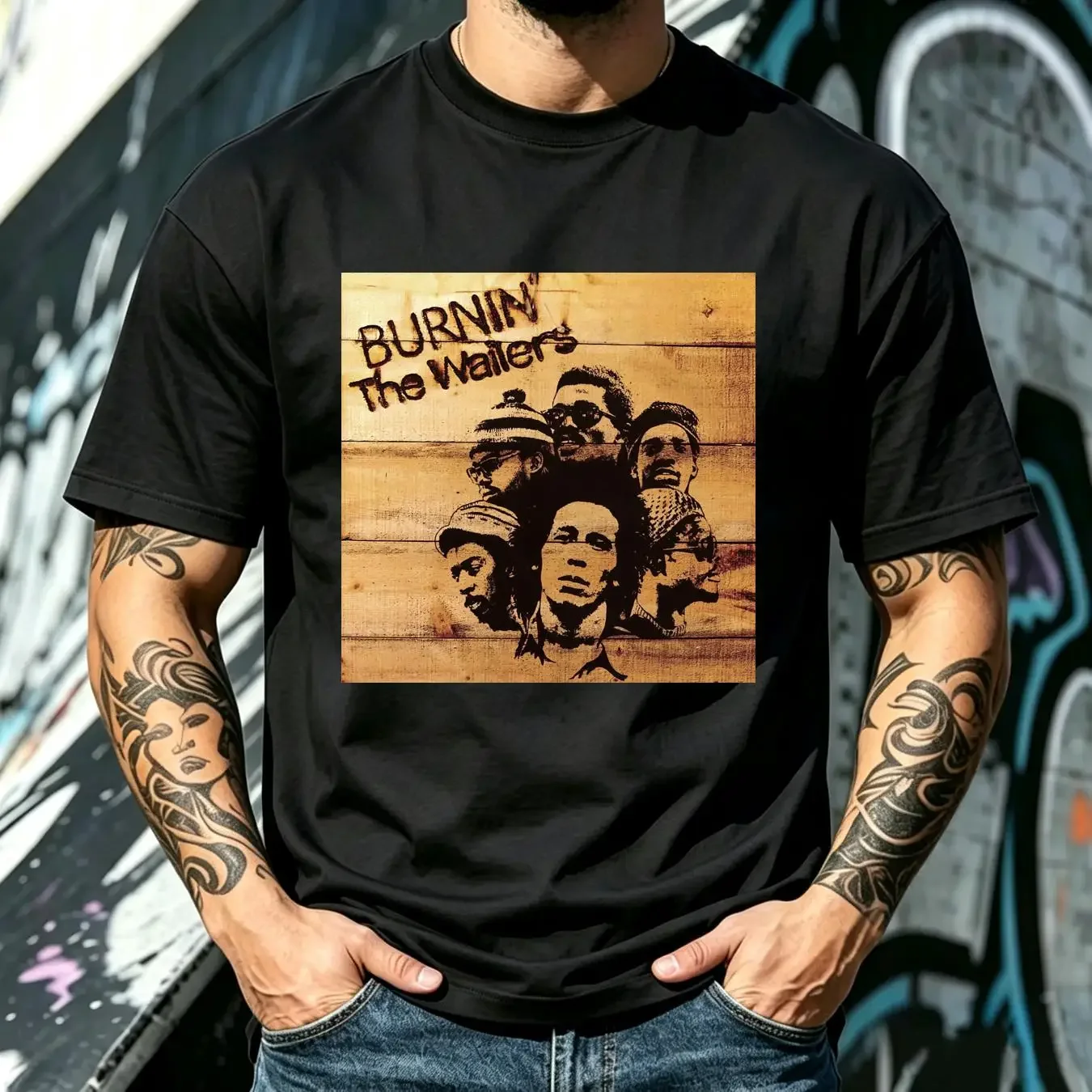washed T Shirt Burnin' Classic Bob Marley the Wailers Exodus Legend Natty Dread vintage Washed streetwear Stylish Stretched