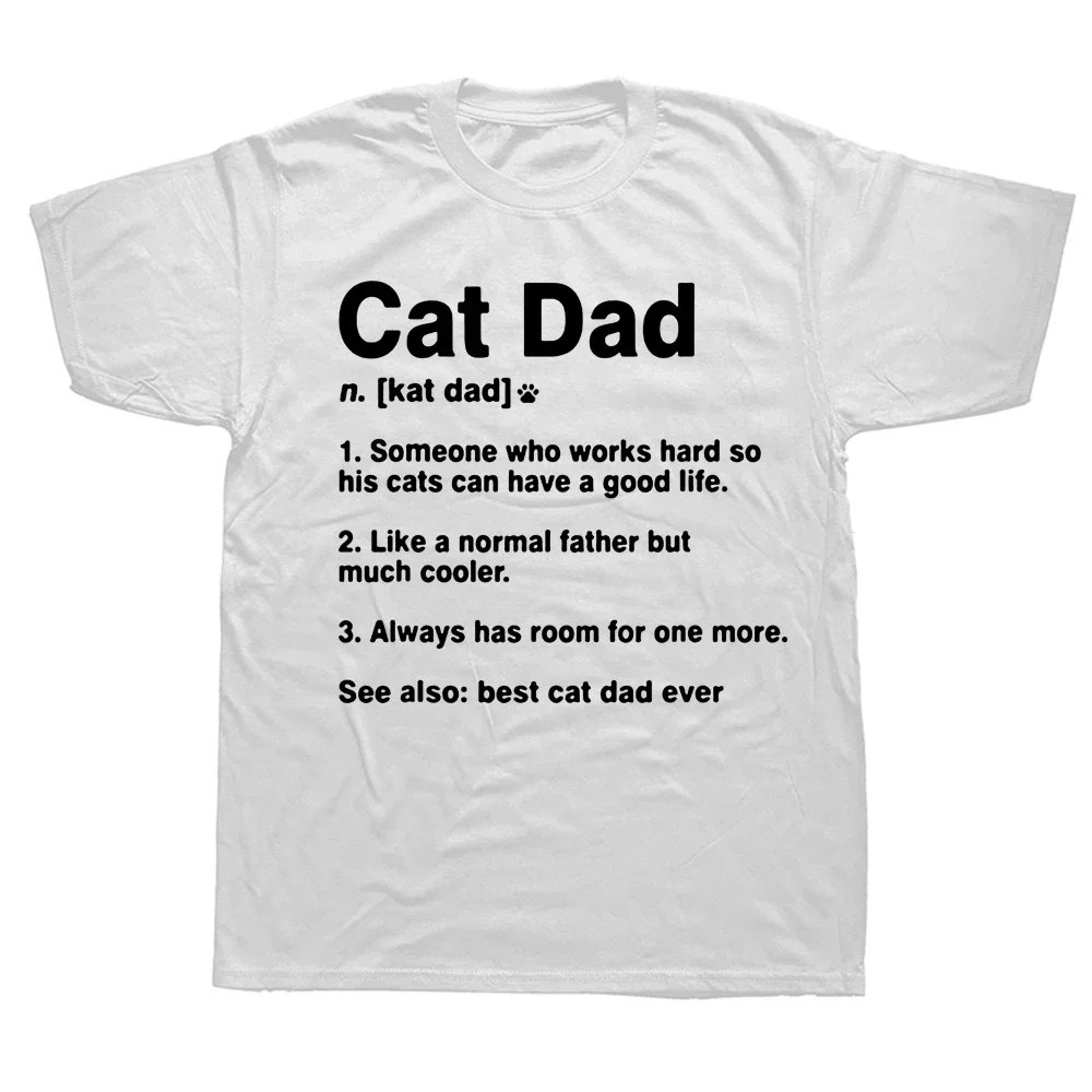 Cotton T Shirt Family Cat Dad Definition Funny Meaning Shirt Cat Lover Father Gift Camisas Hombre Funny Men's Top T-Shirts