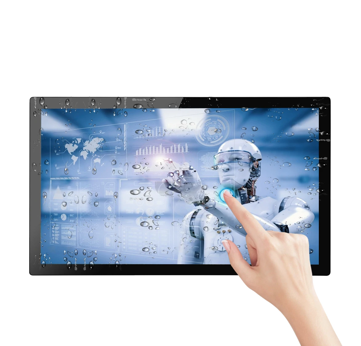 23.6 بوصة لينكس Ubuntu OS I7 AC Power IP65 الحائط الكل في واحد الكمبيوتر اللوحي الصناعي LCD لوحة اللمس الصناعية الكمبيوتر #1