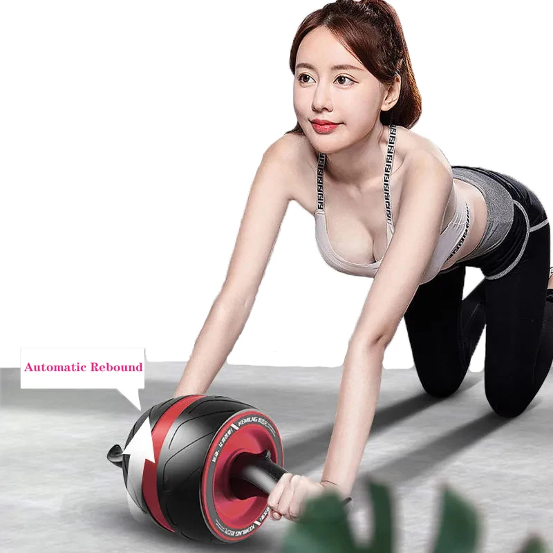 No Noise Abdominal Muscle Trainer Ab Roller Abdominal Wheel Home Training Gym Fitness Equipment Roller Automatically Rebounds