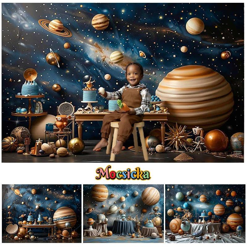 

Mocsicka Photography Background Cosmic Space Travel Planet Decor Cake Smash Kids Birthday Party Portrait Backdrop Photo Studio