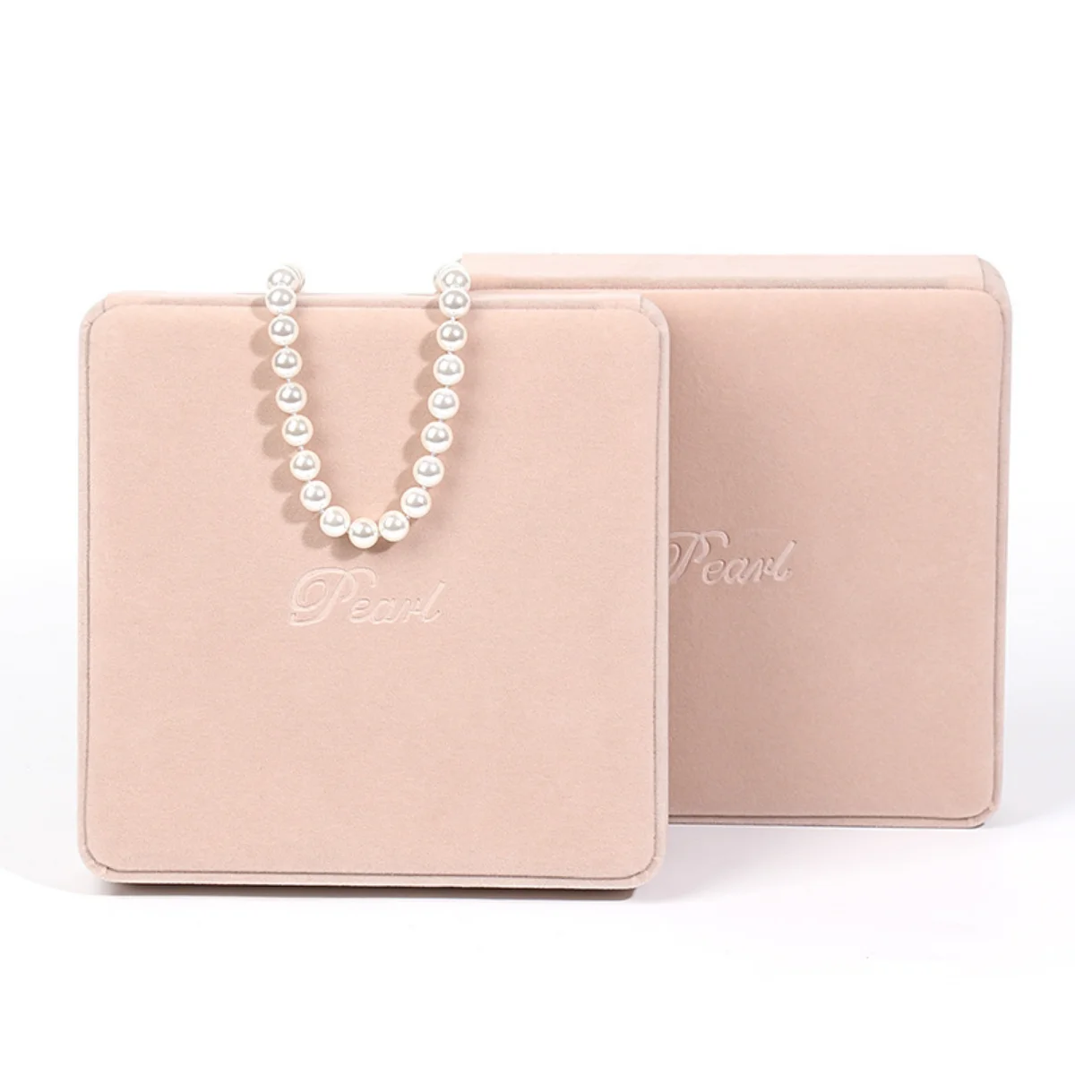 Round Corner Pearl Necklace Box Velvet Jewelry Box Jewelry Set Box Necklace Display Pearl Packaging Box Wholesale