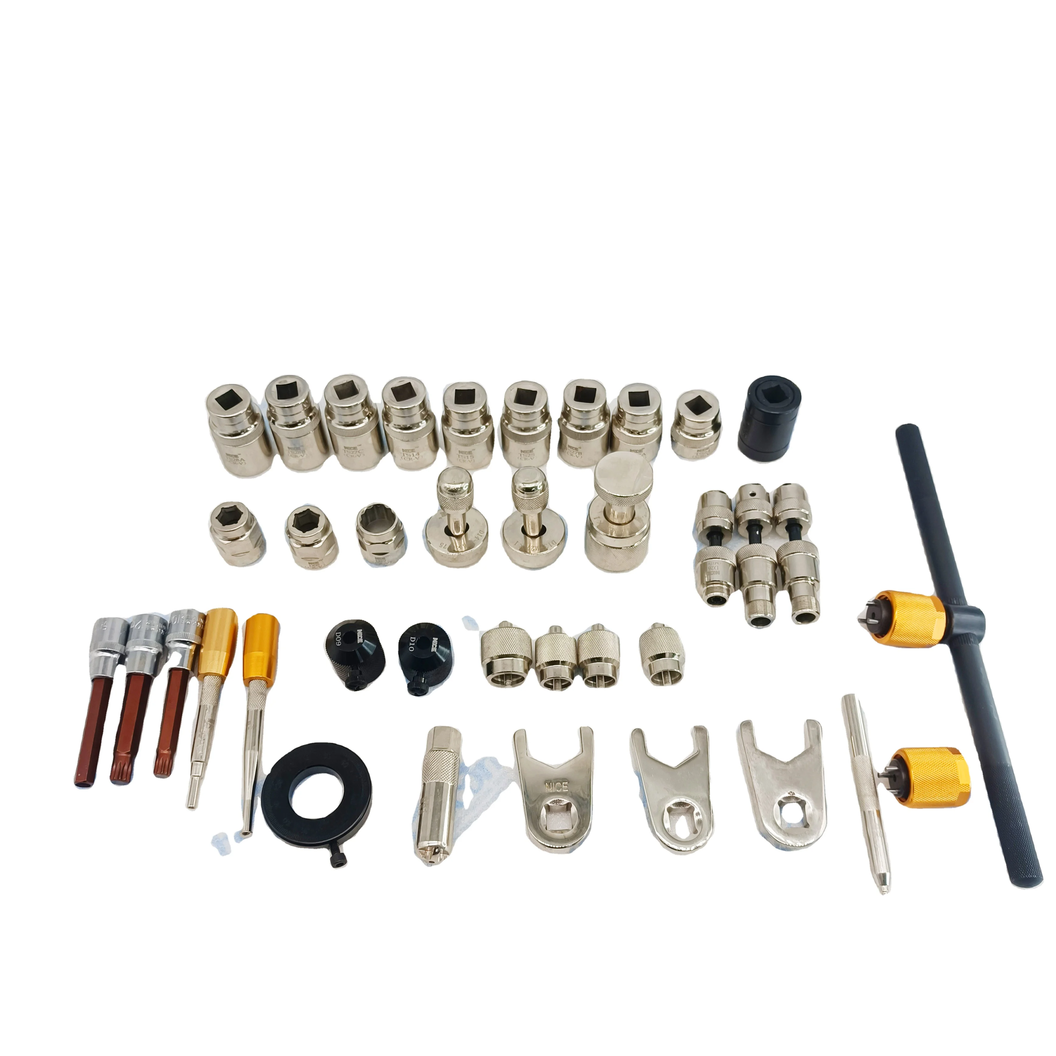 38-piece common rail tool set for disassembly and repair of common rail injectors and common rail pumps