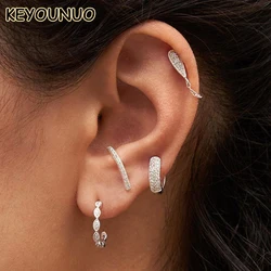 KEYOUNUO Gold Silver Filled CZ Stud Earrings For Women Zircon Piercing Women's Hoop Earrings Fashion Party Jewelry Wholesale