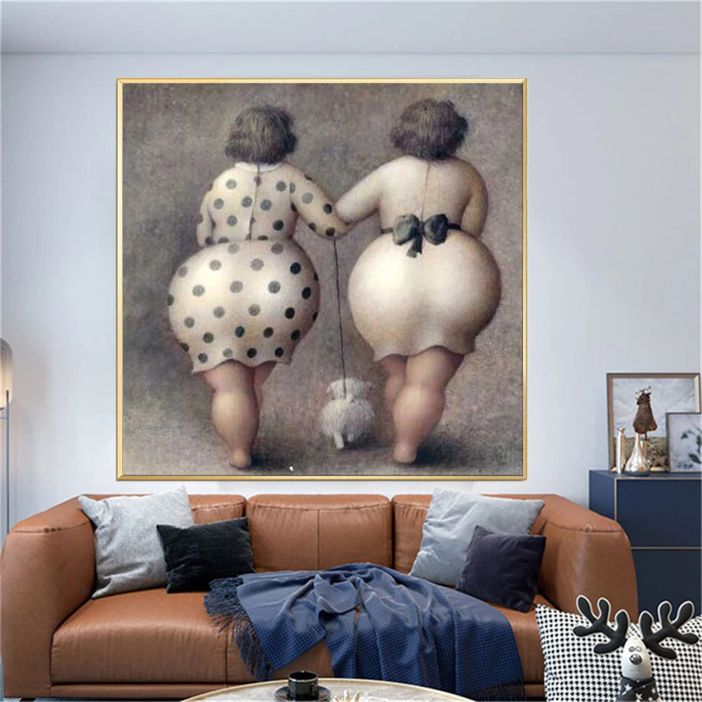 100% Handmade Modern Sexy Ass Girl's Holding Puppy Oil Paintings Decorative Home Hip Painting On Canvas For Bed Room Wall Decor