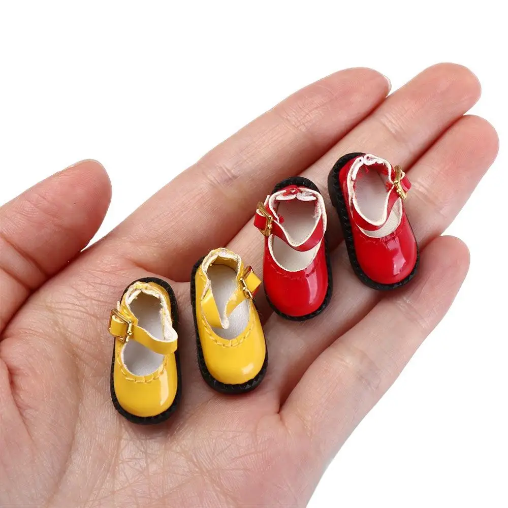 1Pair PU Cute Round Toe Shoes PU Leather Doll Sandals Mini 2.7*1.3cm 12 BJD Doll OB11 Princess Shoes Children Toys