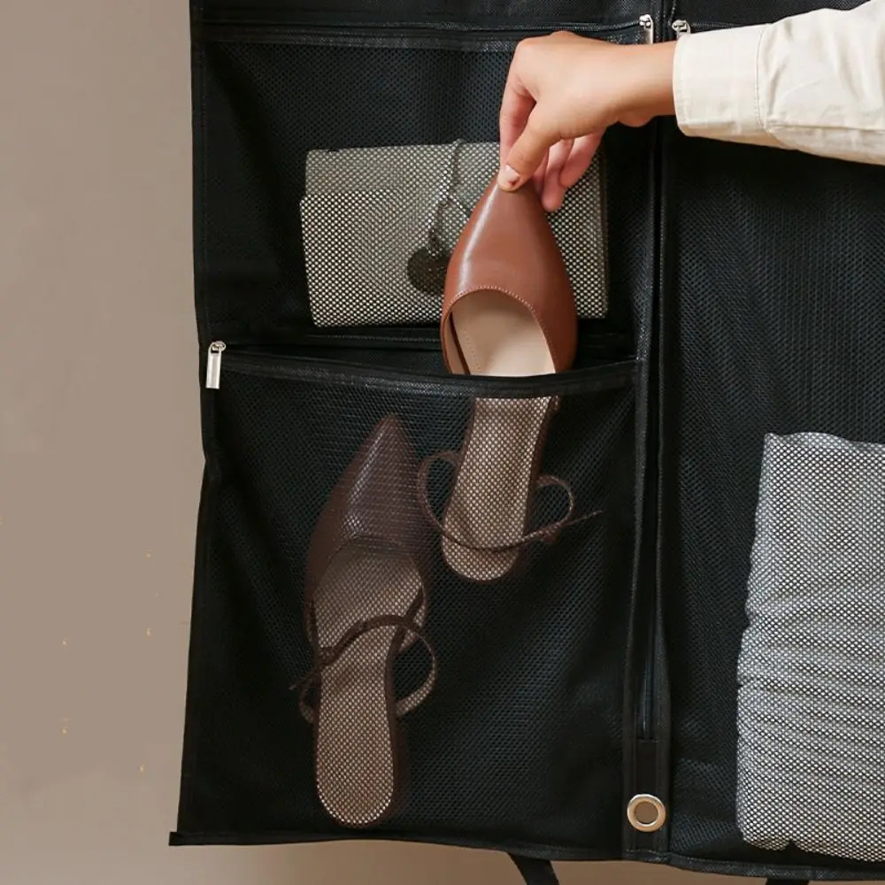 메쉬 포켓 휴대용 의류 가방 다중 수납칸 접이식 여행용 의류 가방 창문이 있는 드레스 먼지 가방 여행용