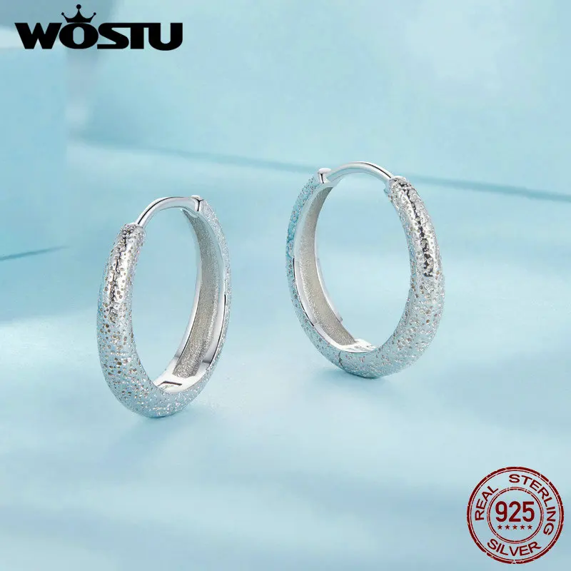 WOSTU 925 Sterling Simple glassato Texture orecchini a bottone a cuore per le donne festa di nozze orecchini rotondi fibbie accessori per gioielli