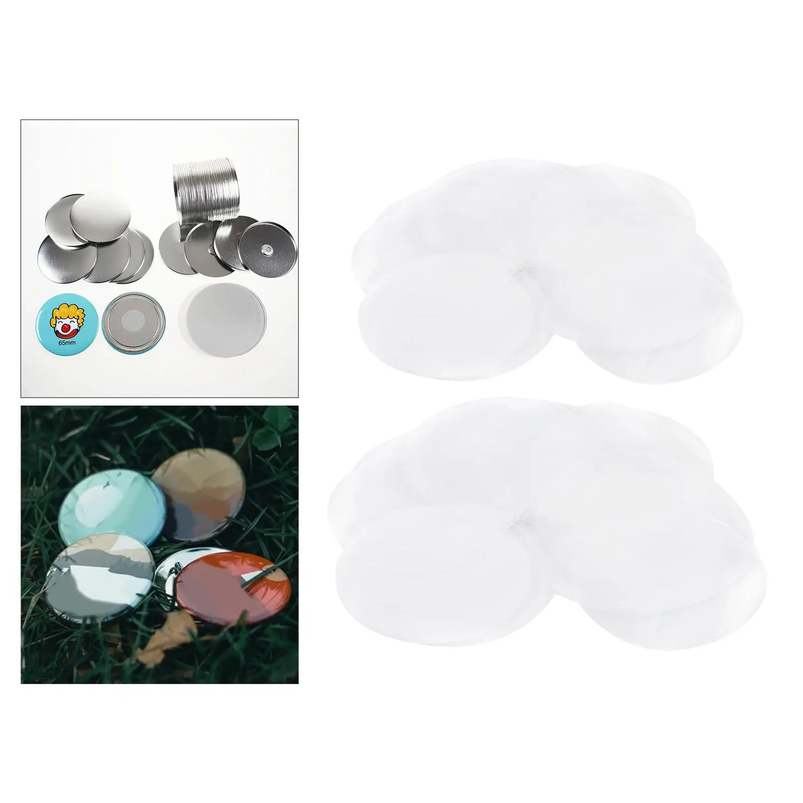 100Pcs Mylar Film Cover Badge Blank Components Plastic Machine Buttons Maker