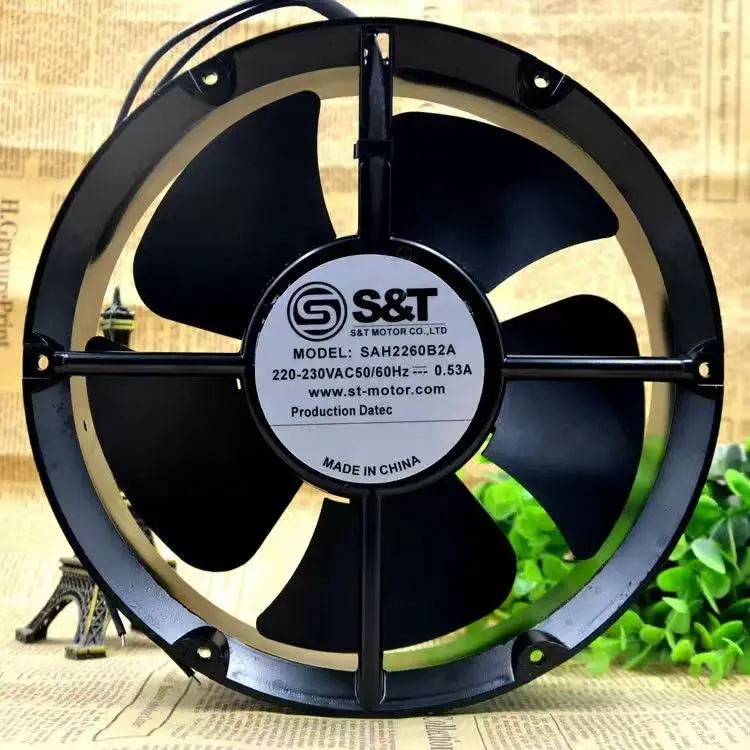For S&T SAH2260B2A AC 220V 230V 0.53A 22060 220x220x60mm Dual Ball Bearing Metal Frame Server Inverter Chassis Enclosure Fans