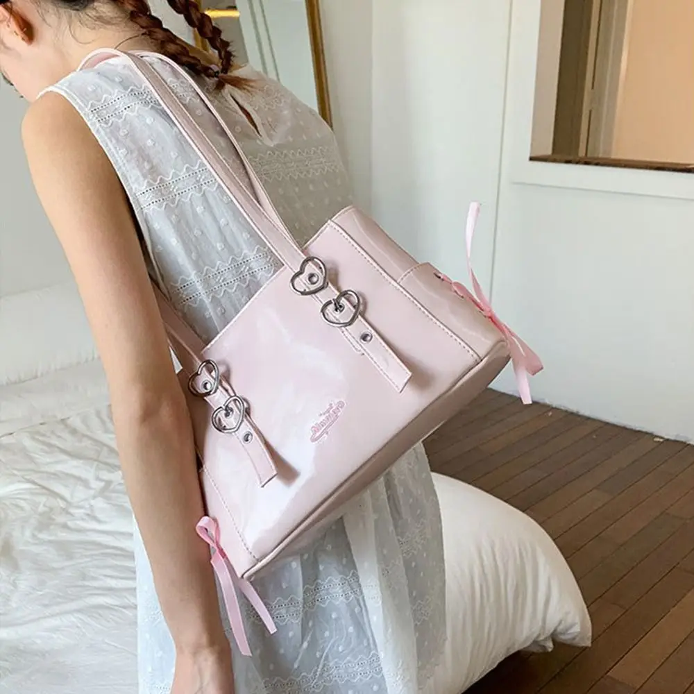 

Niche High End Ribbon Shoulder Bags PU Leather Versatile Bow Tie Backpack Large Capacity Sweet Women's Handbags Students