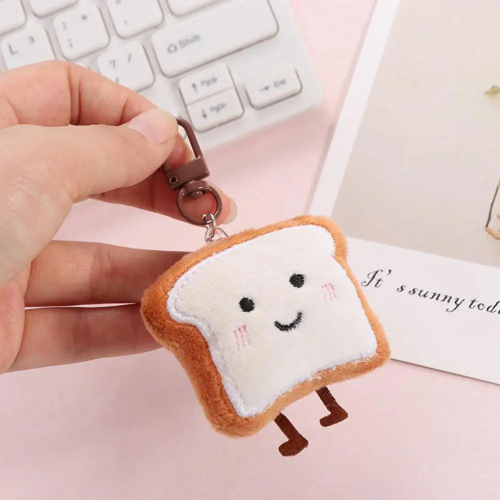 Ins Toast Bread Plush Bread Keychain Charm Keychain Cute Key Chain Kawaii Bear Bread Keyring Children's Kids
