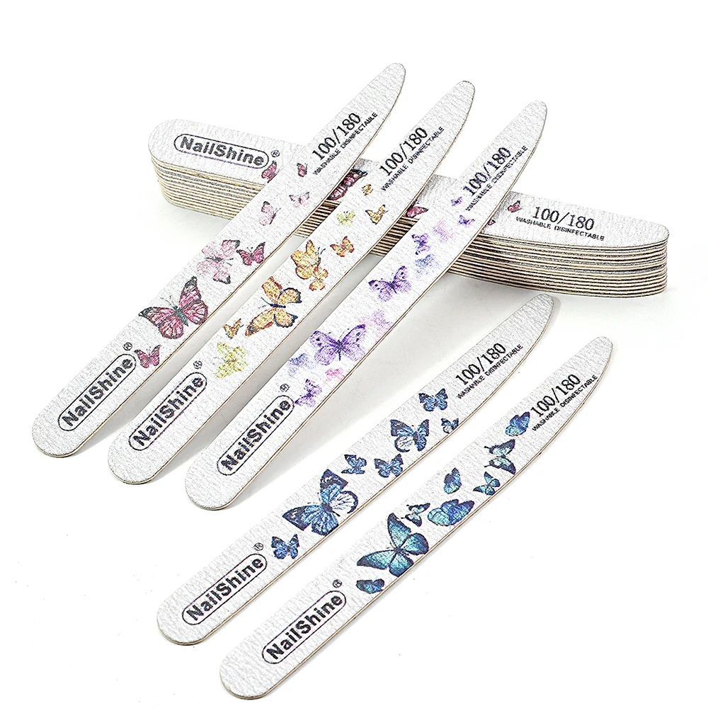 10pcs/Set Butterfly Wooden Nail Files for Manicure 100/180 S
