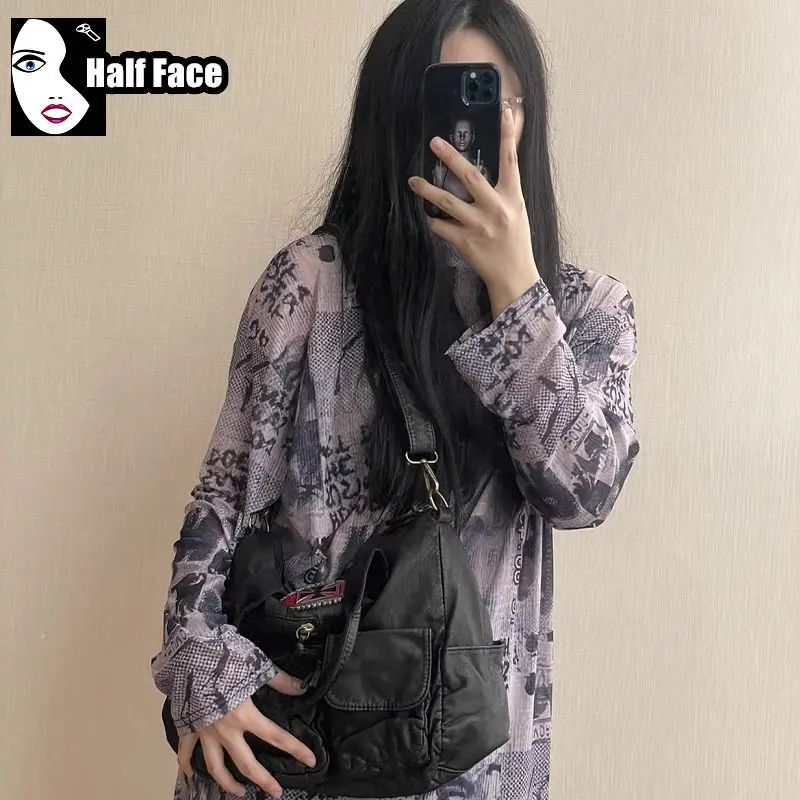 Y2K Girl Harajuku Women Gothic Punk One Shoulder Lolita Cross Made Old Copper Large Capacity Fashion Handbag Crossbody Bags Tote