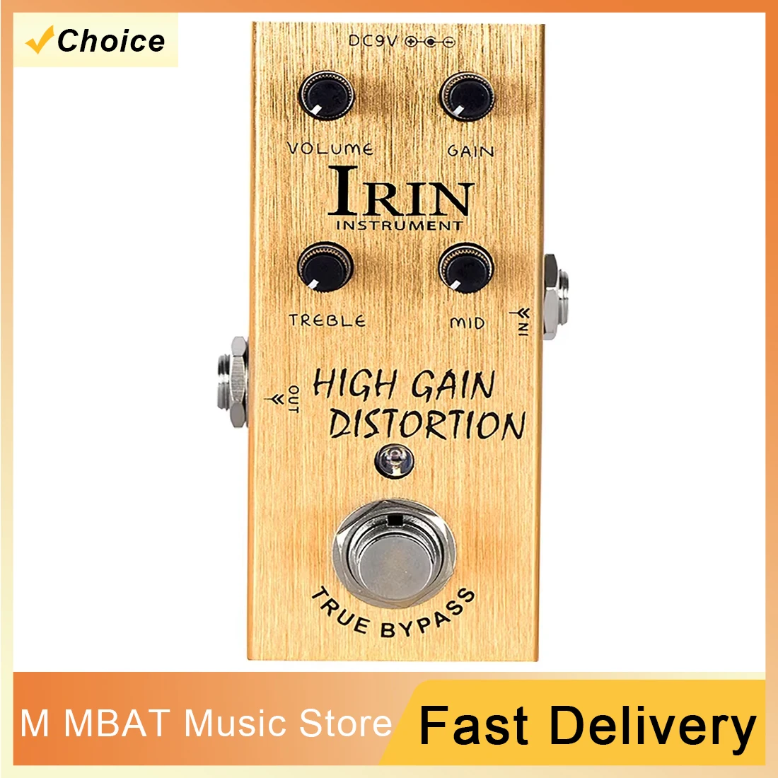 

IRIN High Gain Distortion Electric Guitar Effect Pedal Portable Gold Heavy Metal Tone Guitar Pedal Accessories