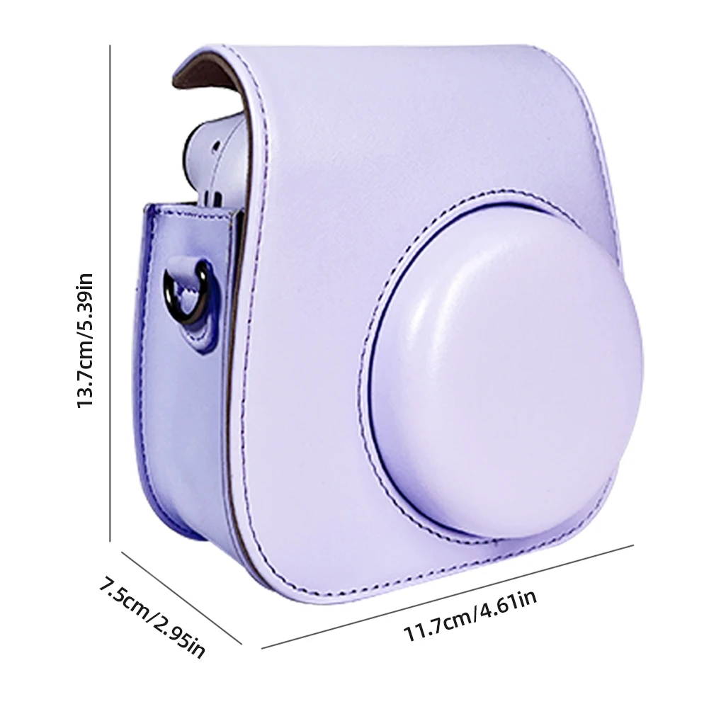 Dla Instax Mini 12/11/9/8 Torba na aparat PU Skórzany futerał ochronny Torba podróżna Odporny na zarysowania futerał na aparat retro z paskiem na ramię — zdjęcie produktu 6