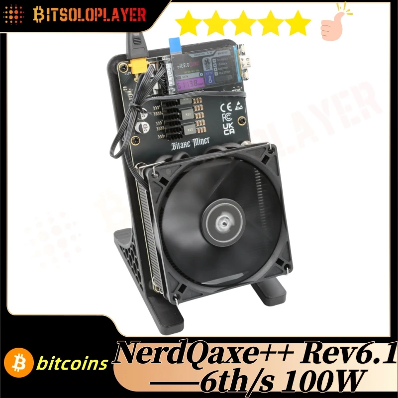 Bitcoin Miner NerdQaxe++ Rev 6.1 6TH/s 120W BM1370 Chip Sha-256 Algorithm BTC Solo Mining Machine and Power Supply