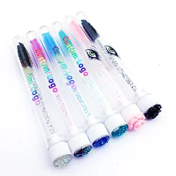 50Pcs Customized Lash Brush Tubes Private Logo Mascara Wands Reusable Eyebrow Brush Spoolies Tube Eyelash Extension Applicator