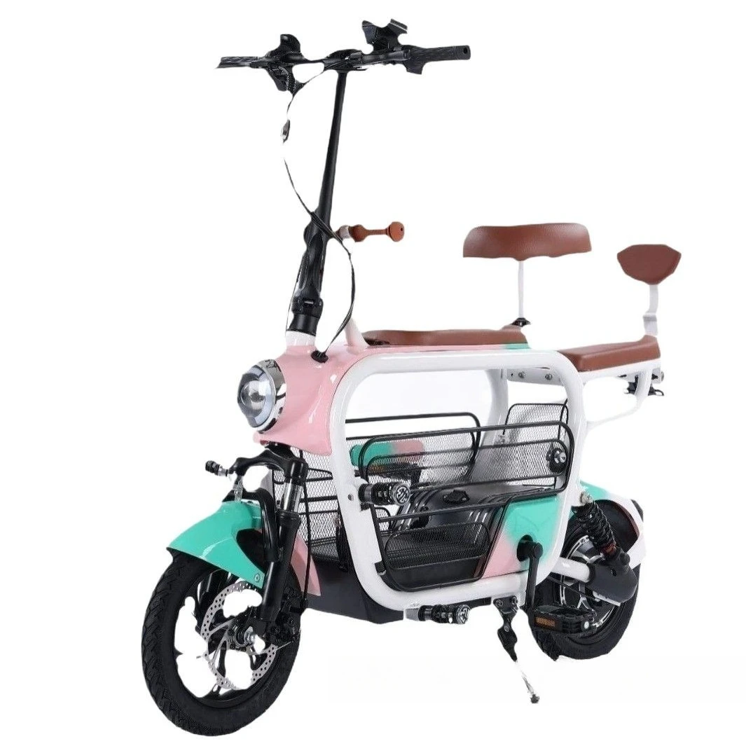 Two-wheeled pet lithium battery car parent-child fashion helps folding small scooter 48V electric car