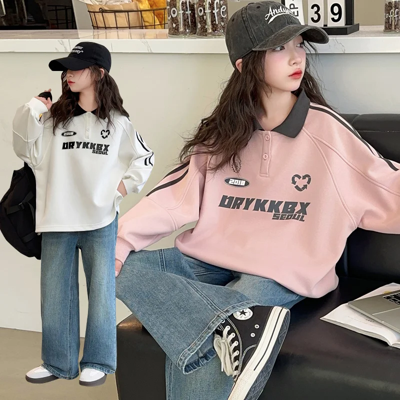 

2025 весенне-осенняя рубашка-поло для девочек с резьбой, модная рубашка высокого качества