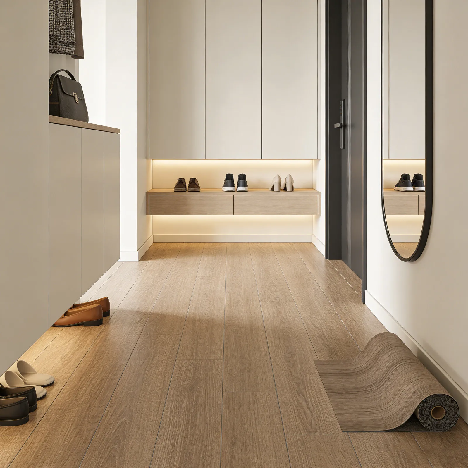 Afbeelding 5: Zelfklevende vloertegels met houtnerf, contactpapier, rustieke peel-and-stick vloerbedekking voor badkamer, keuken, woonkamer, waterdichte vinyltegels
