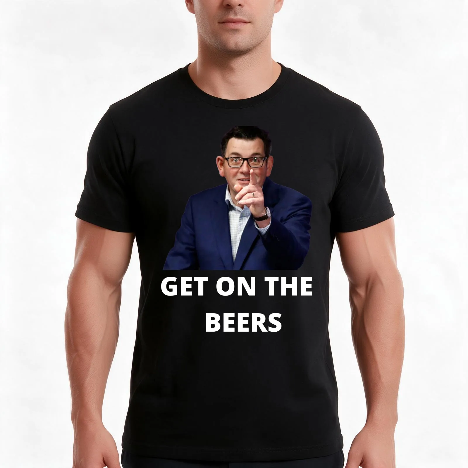 Dan Andrews - Get On The Beers Sticker T-Shirt, Summer Casual Cotton Tee, Oversized Streetwear Tops, Vintage Graphic Print
