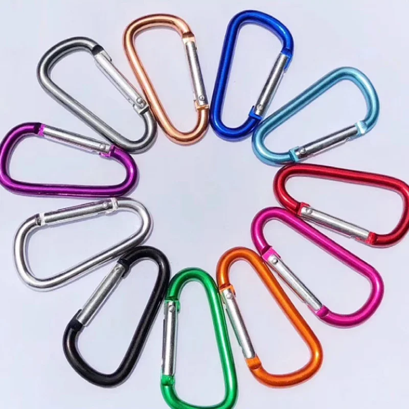 Outdoor D-type Carabiner Aluminum Alloy Water Bottle Buckle - 10pcs