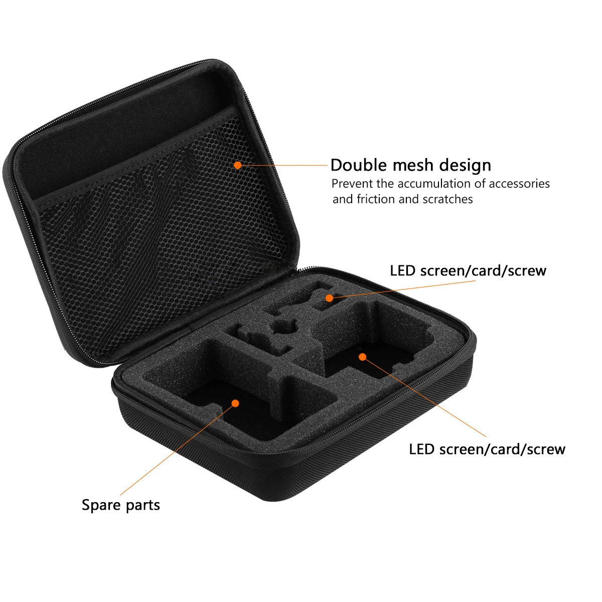 

Sports Camera Bag Large Capacity Compact Portable Zipper Storage EVA Case For 8 Accessories Travel Outdoor