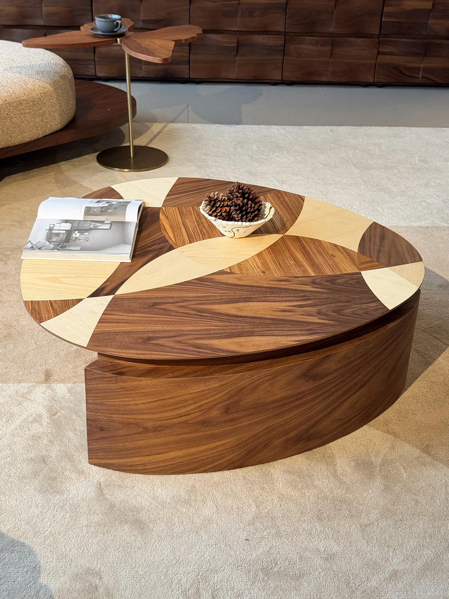 

special-shaped coffee table walnut color small apartment living room home tea table creative painting artistic sense