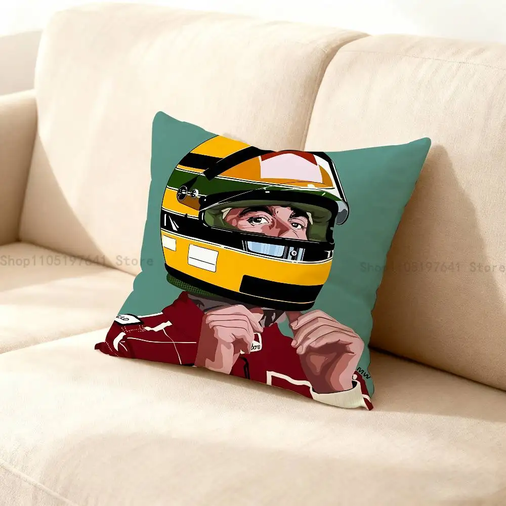 

Racing Driver A-Ayrton S-Senna Pillow Case For Sofa Decor Car Office Room Printing Cushion Cover Decorations and Protector