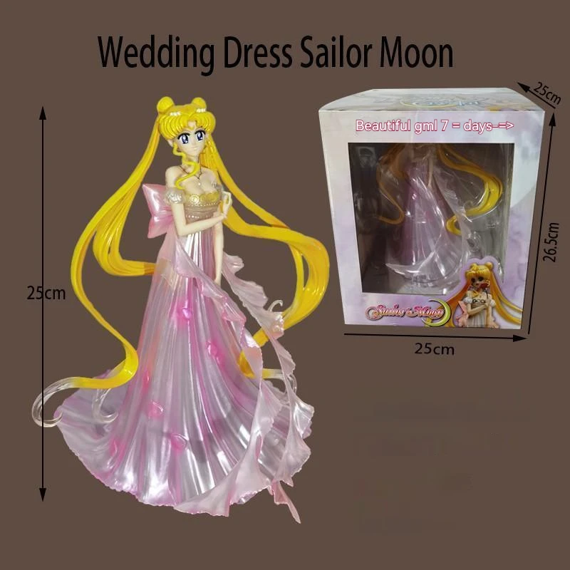 Anime Sailor Moon Figure Tsukino Usagi Sailor Universe Scene Model Dolls Wedding Dress Gk Action Figurines Children\'s Toys Gifts