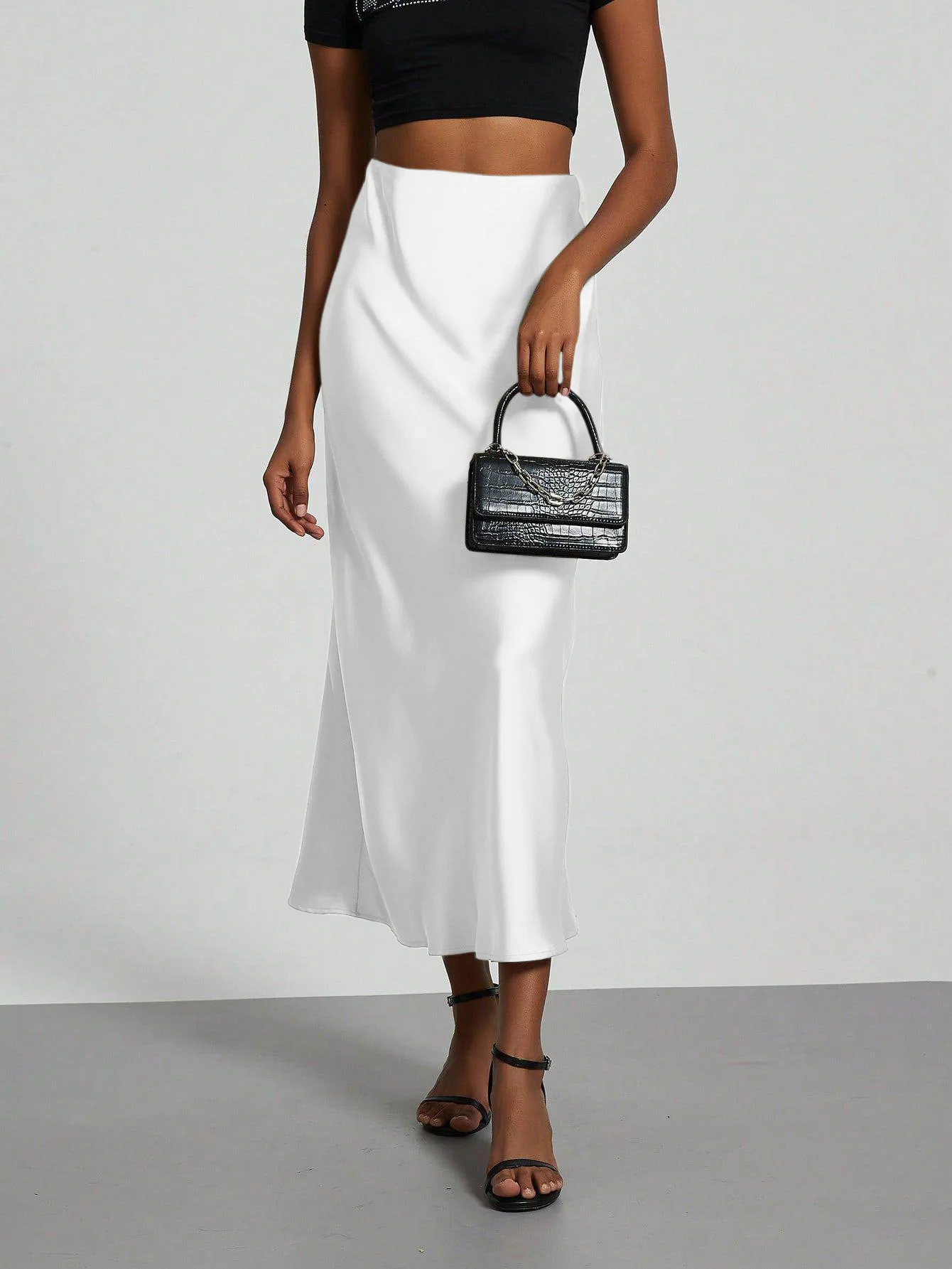 Women White Satin Mermaid Fishtail Long Skirt 2026 High Waist Elegant Sexy Party Wedding Guest Evening Night Date Trendy Fashion