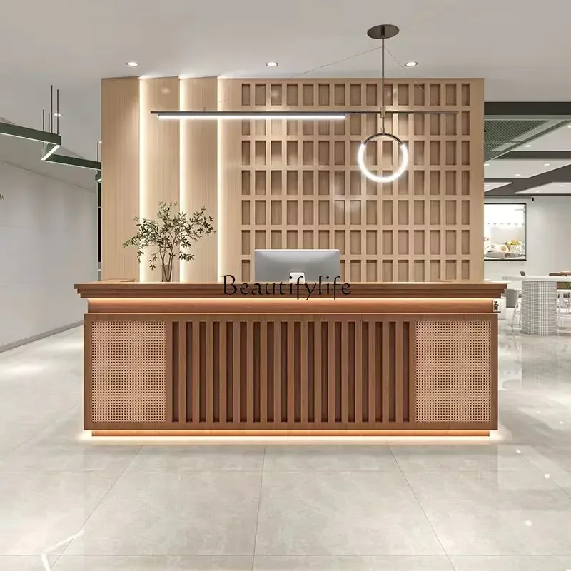 

ld14Rattan-Style Silent Wind Front Desk B & B Cashier Dining Bar Counter Reception Desk Customization