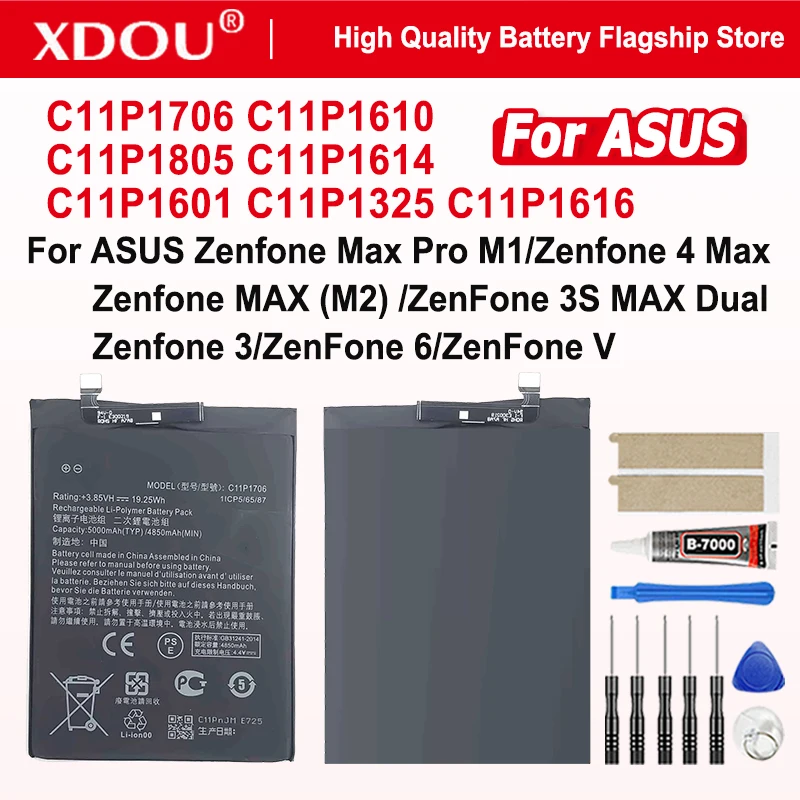 C11P1706 C11P1610 C11P1805 C11P1614 C11P1601 C11P1325 C11P1616 Battery For ASUS Zenfone Max Pro M1 4 3S MAX Dual 6 V