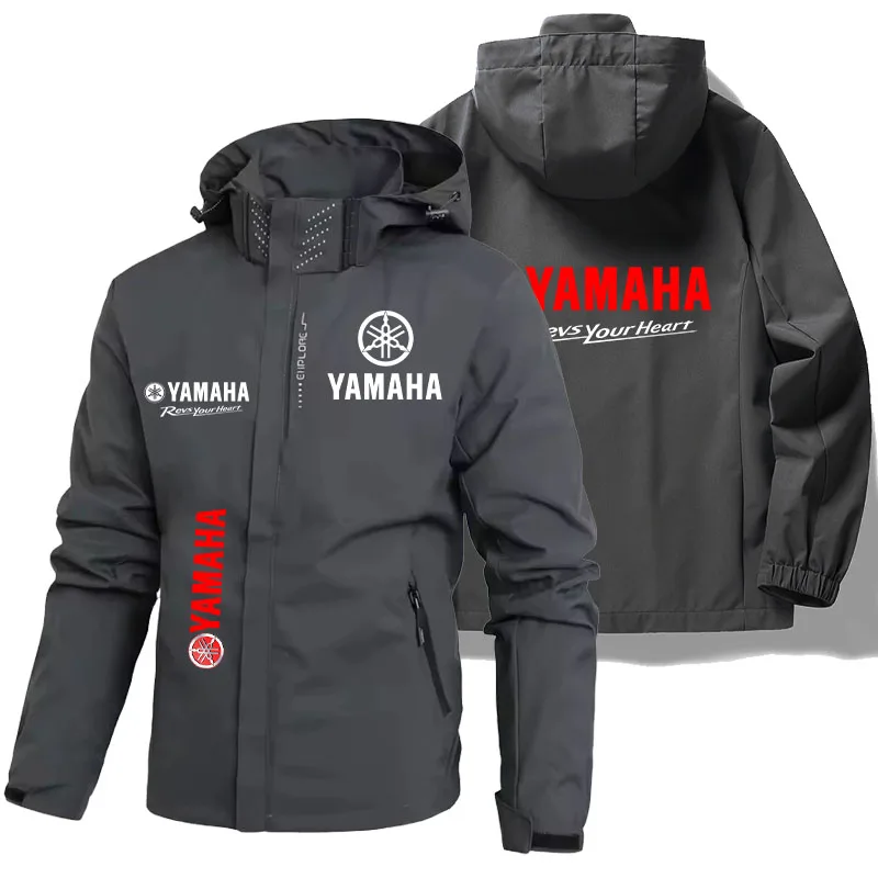 YAMAHA RACING ジャケット フード付き Yamaha Men's Moto Jacket Windproof Waterproof Casual Coat