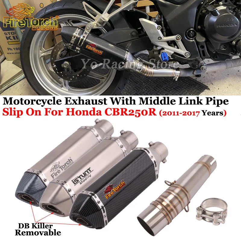 Slip On For Honda CBR250R 250R 2011 - 2017 Years Motorcycle Exhaust Tube Modified Escape Muffler Moto DB Killer Middle Link Pipe