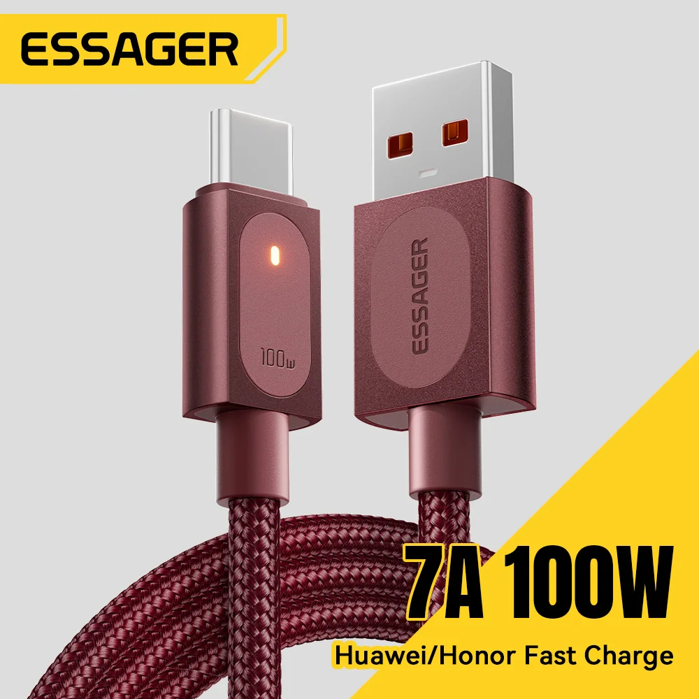 Essager 100W USB Type C Cable For Huawei Honor Pure 90 7A Type C Fast Charging Charger USB C Data Cord Cable For Oneplus Realme