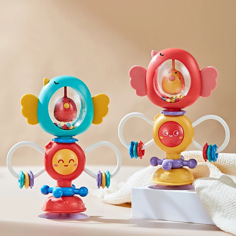 Baby Toys 6-12 Months Infant Rattles Set High Chair Suction Cup Rattle Teething Toys for Babies Sensory Development BabyTray Toy