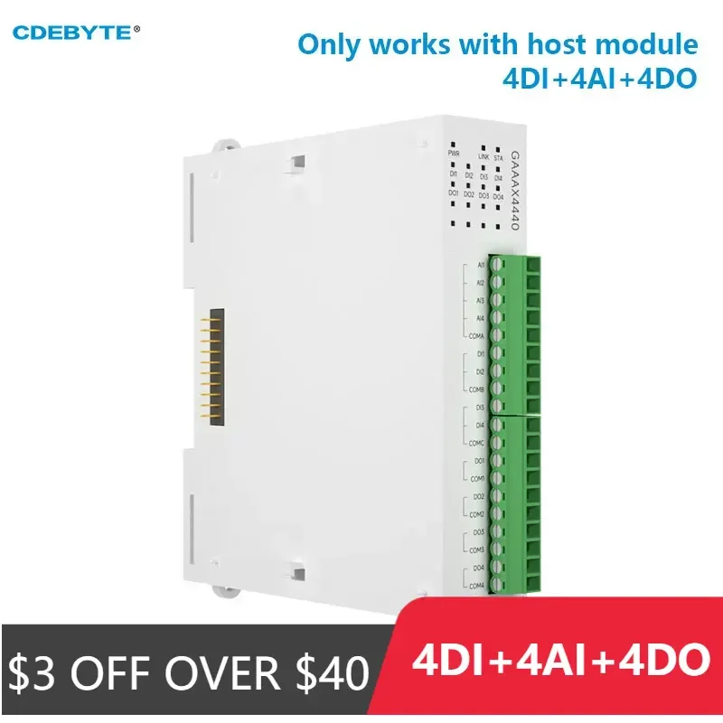 4DI+4AI+4DO Distributed Remote IO Expansion Module Analog Switch Acquisition CDEBYTE GAAAX4440 Fast Expansion RJ45 RS485 Modbus