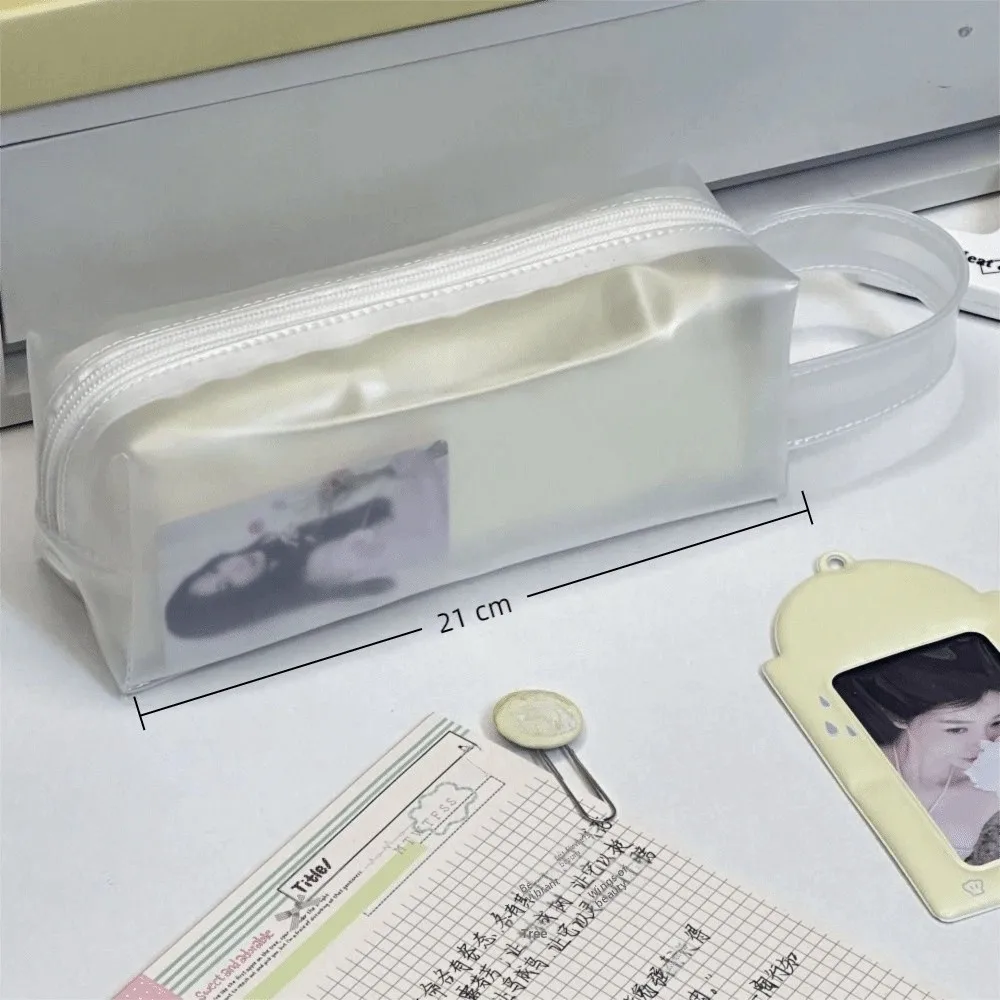 INS Sea Salt Cheese Pen Bag Large Capacity Removable Stationery Bag Translucent Portable Pencil Case Students Use