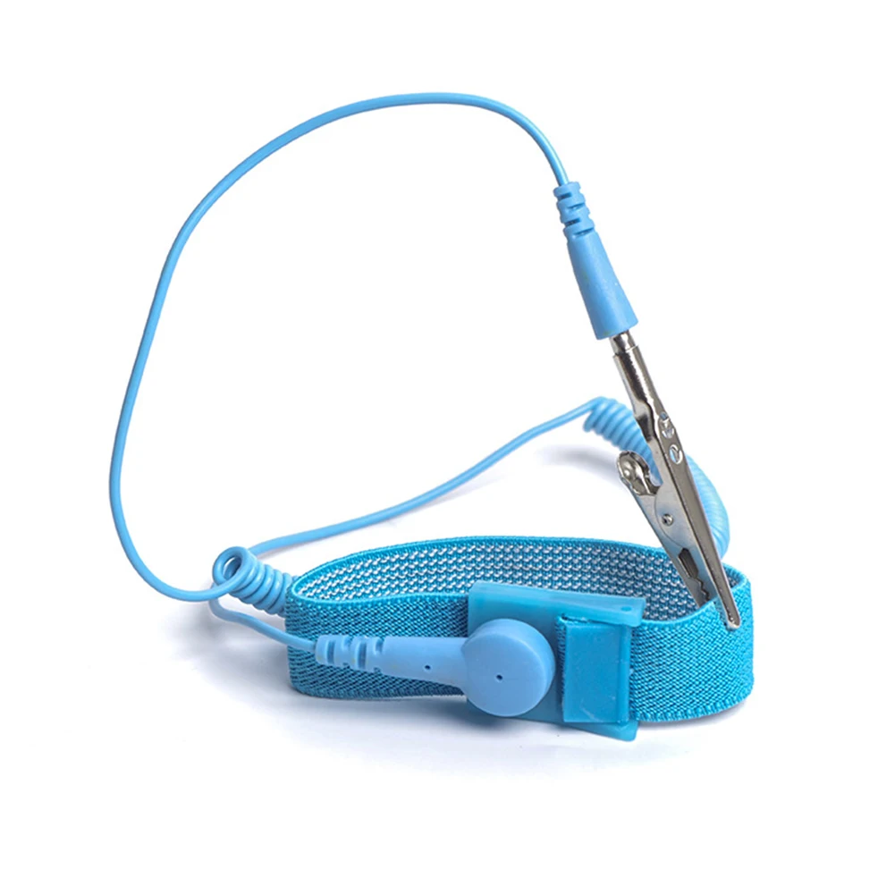 Belt Anti Static Wrist Strap Blue Corded Grounding Bracelet Prevents Static Build Up Soft Elastic Band Stress Relief