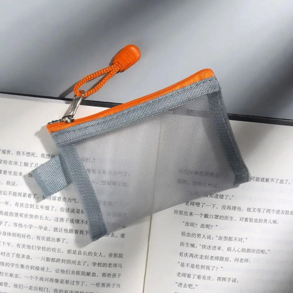 Change Storage Bag Mesh Zipper Bag Card Bag Cosmetic Bag Transparent Nylon Coin Bags Small Item Bag Data Cable Storage Bag