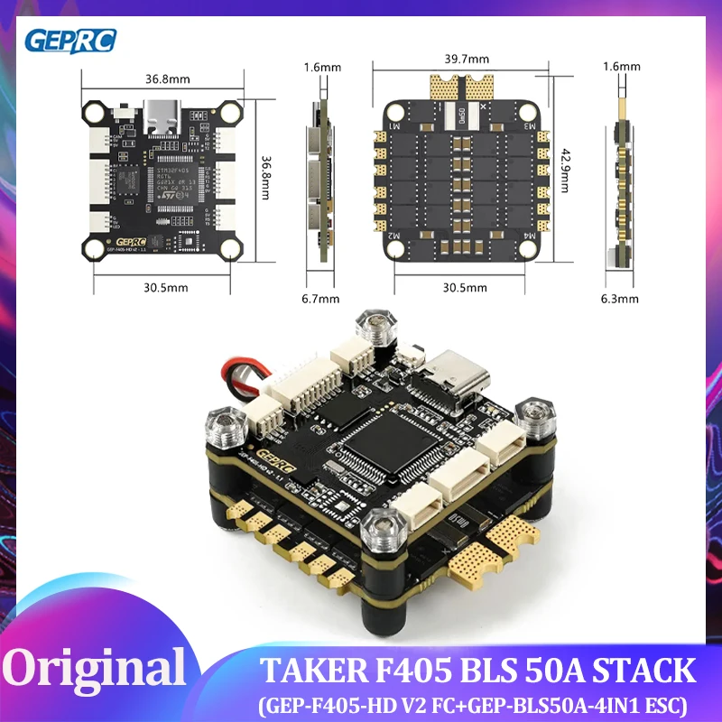 

GEPRC TAKER F405 BLS 50A Stack 42688-P Гироскоп 16 МБ Черный ящик Анализ данных Запись полета Дані Plug and Play Racing FPV Drone