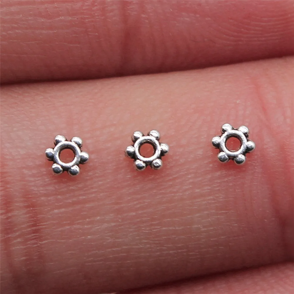 Snowflake Spacer Beads Floral Flat Disc Alloy For Beaded Jewelry Making Accessories