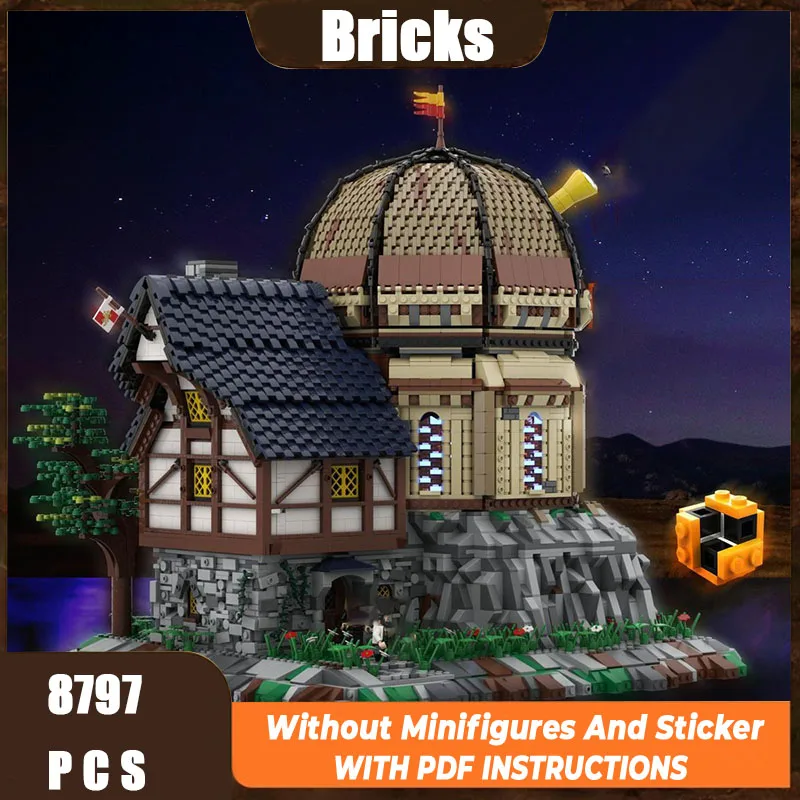

New MOC building block model boutique medieval observatory observation station children's toy gift DIY assembly set