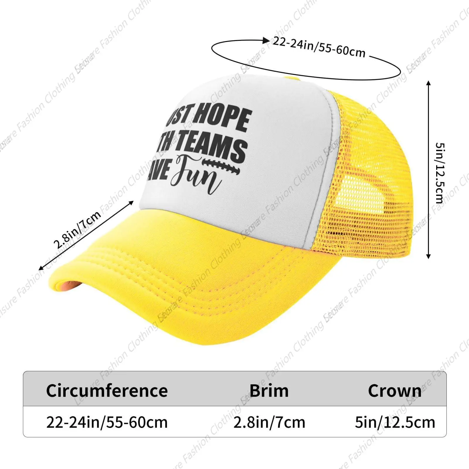 Snap Back Plain Trucker Cap das mulheres, eu só espero, ambas as equipes se divertem, tampas respiráveis