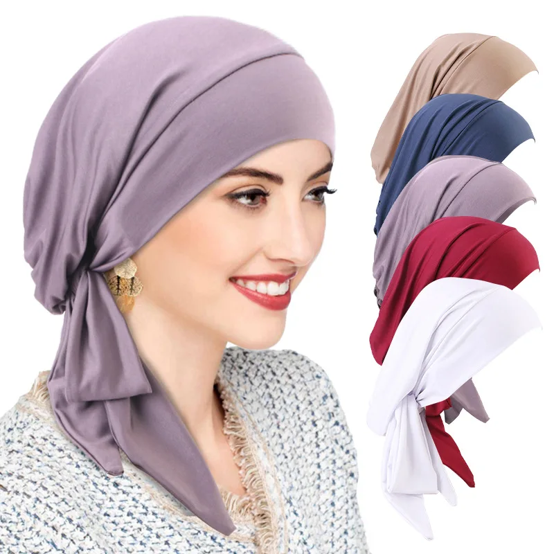 

Muslim Women Hijab Pre-Tied Pirate Hat Chemo Cap Inner Strech Cancer Islamic Arab Bonnet Turban Headwear Wrap Head Scarf Beanie