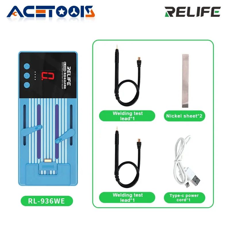 RELIFE RL-936WE Battery Spot Welder Kit Portable Digital Display Nickel Plated Battery Pack Spot Welding Machine Weld DIY tools